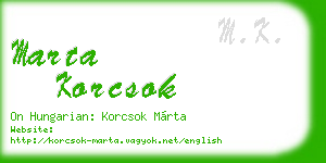 marta korcsok business card